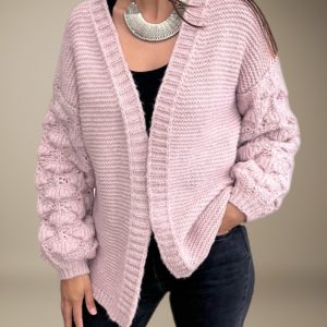 Sweater Manga Trenzada Rosa