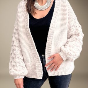 Sweater Manga Trenzada Blanco
